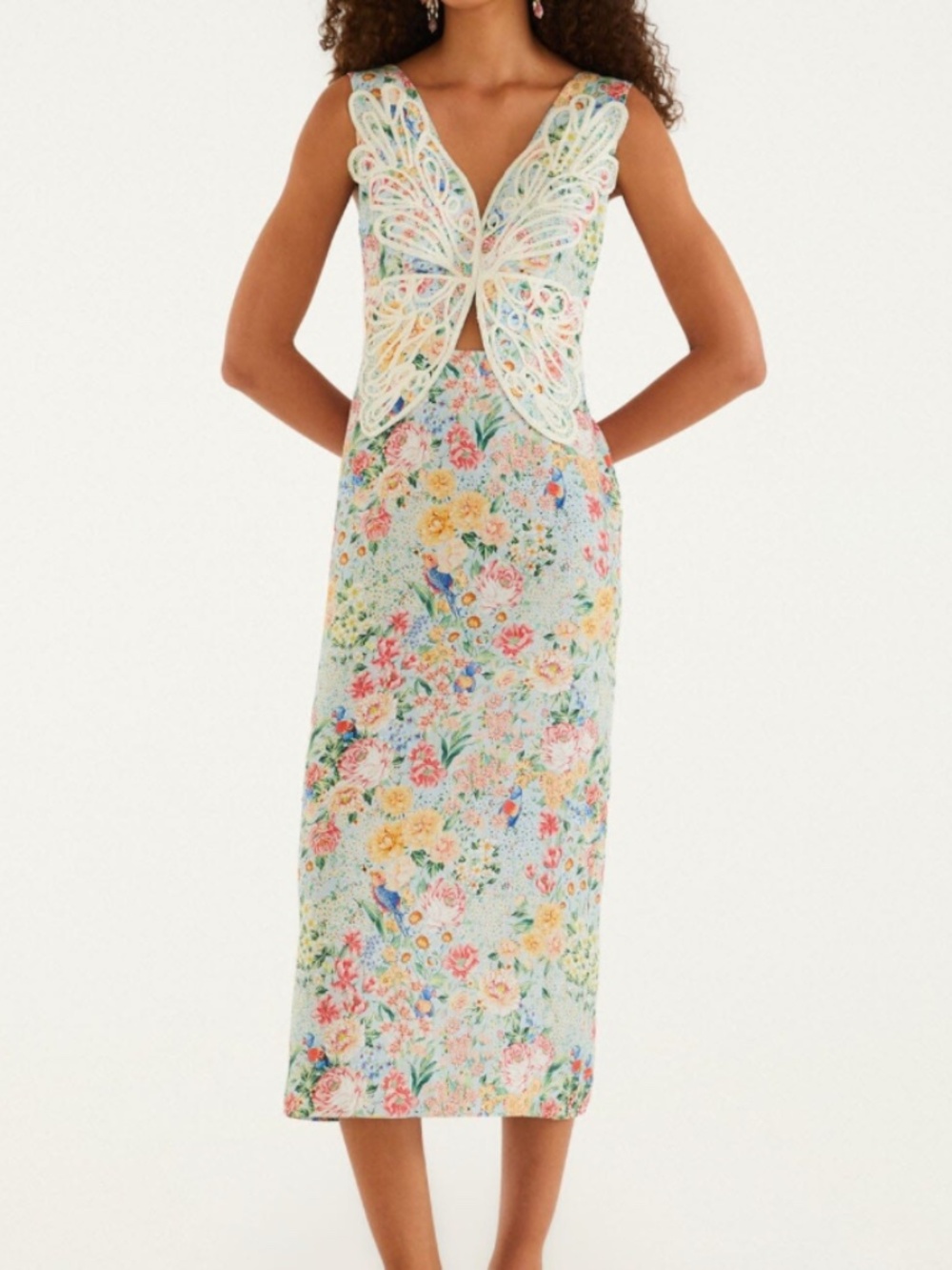 White Malu Winter Cut-Out Long Sleeve Maxi Dress Color